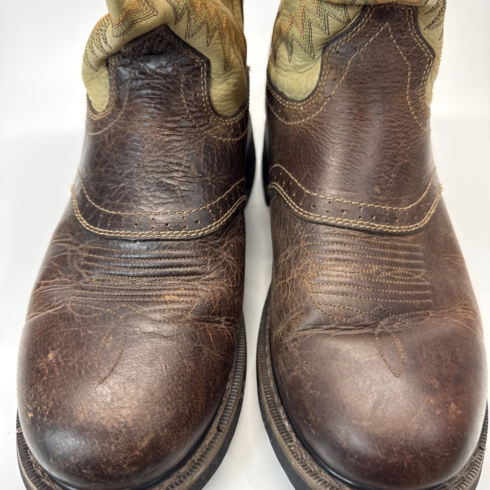 Justin Mens Boots 10.5 D Brown Tan Leather Superintendent Work Cowboy Soft Toe - Picture 6 of 16